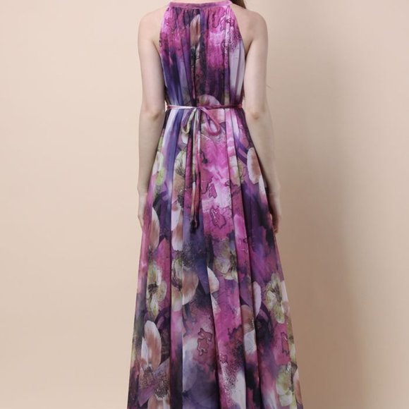 NWT Chicwish Women's Mysterious Purple Floral Maxi Slip Dress XS - Picture 2 of 4
